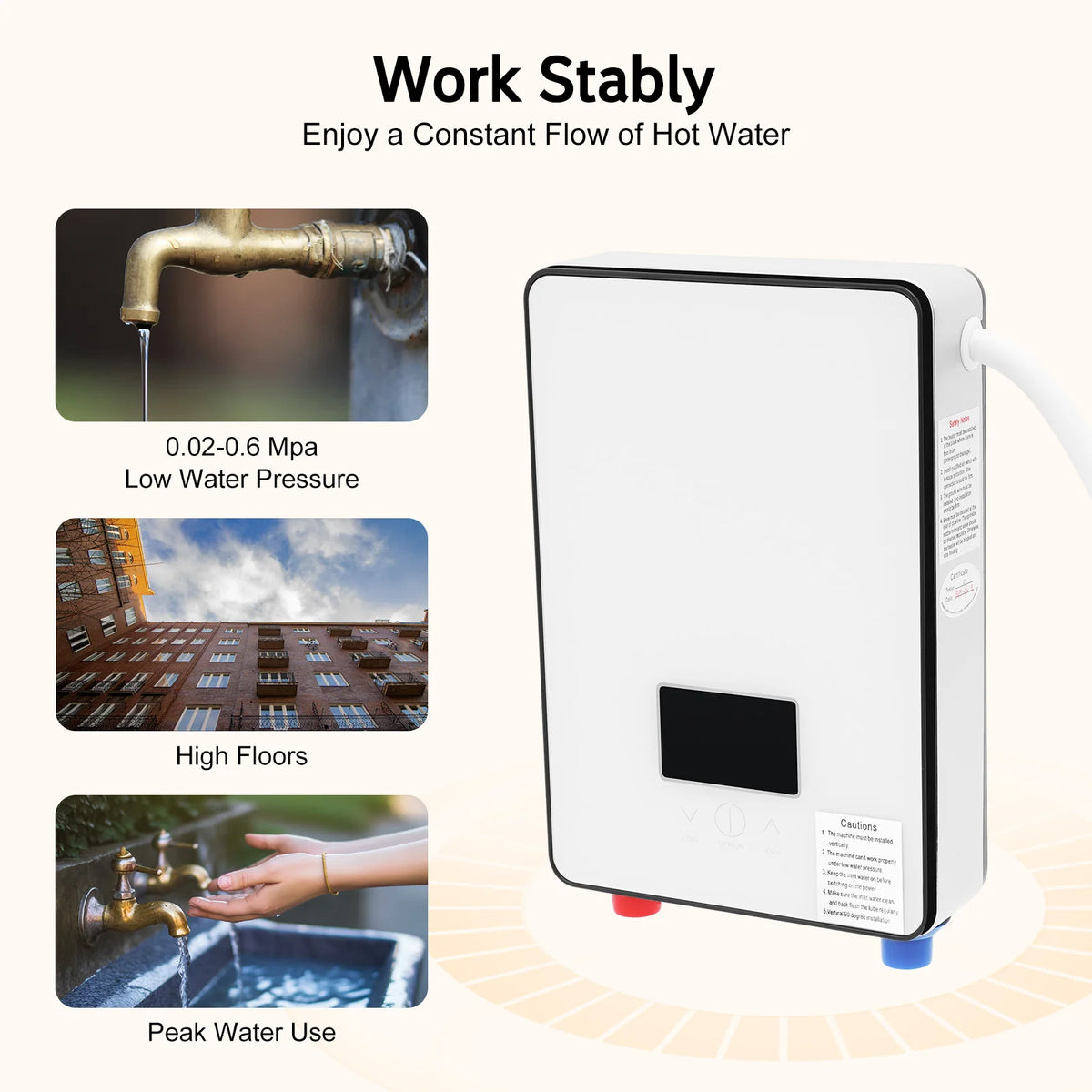Instant water heater 4500W AC 110V with LED touch screen thermostat and hand shower by S And B Enterprise