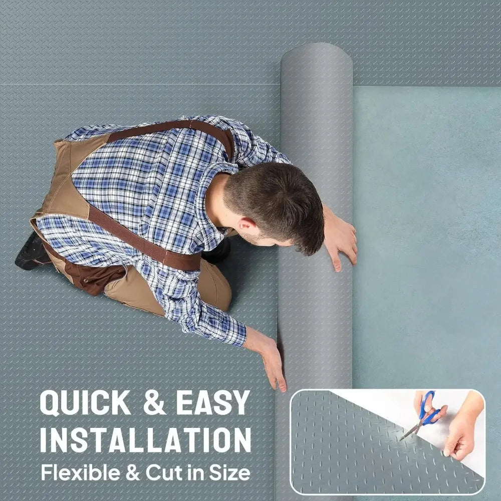 Thickened PVC Diamond Plate Garage Floor Mat for Parking