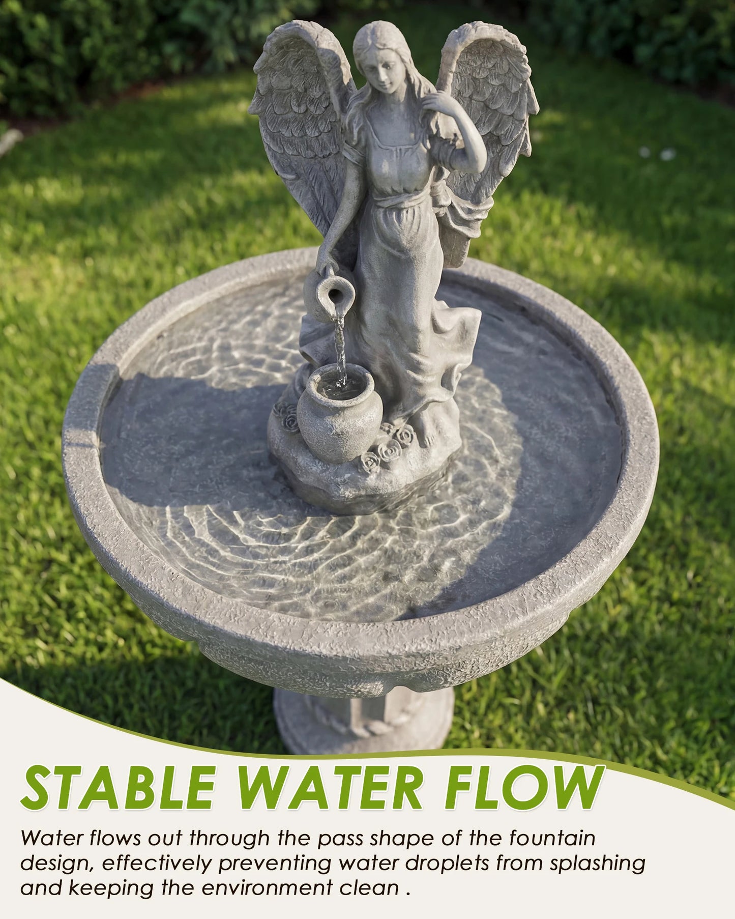 Outdoor Water Fountain, 37" High Cascading Waterfall Fountain with Whisper-Quiet Pump, Large Cascading Freestanding Resin Founta by S And B Enterprise
