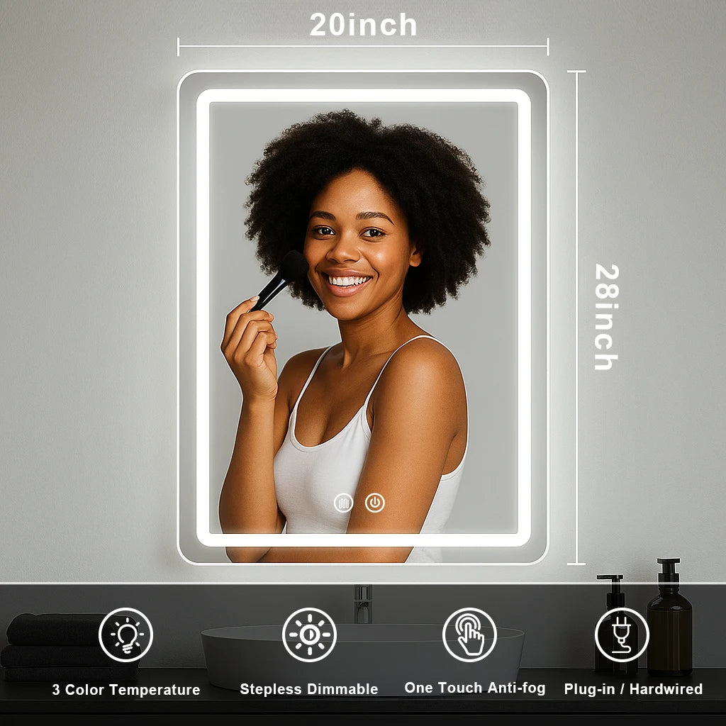 MYGIIVOVO LED Backlit Fogless Wall Mounted Vanity Mirror Demister