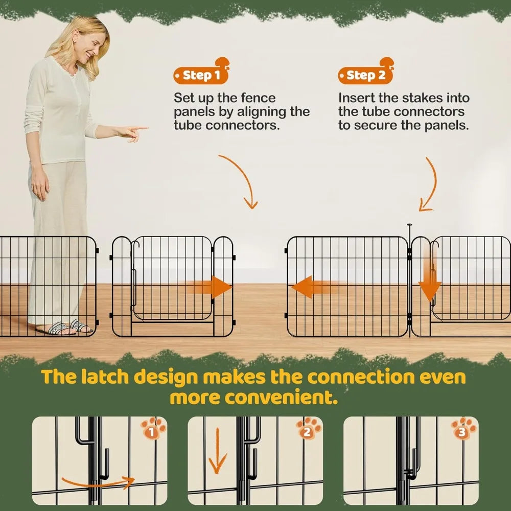 Expandable Dog Playpen 8 Panel With Door Indoor Outdoor Fence