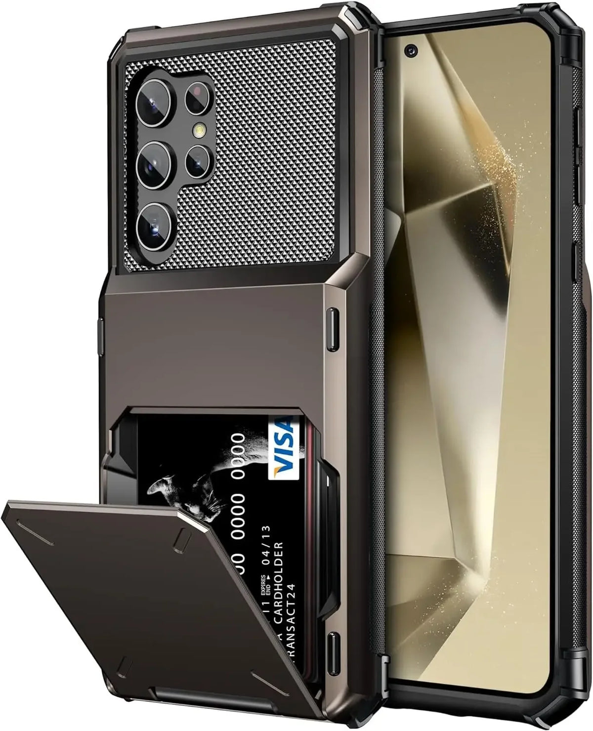 S And B Enterprise wallet case with card holder for Samsung Galaxy S25/S24 series, bronze dual-layer shockproof