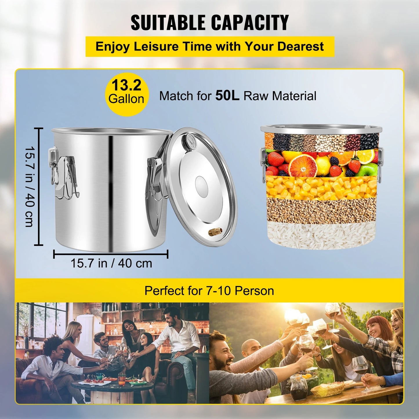 SucceBuy Alcohol Distiller Stainless Steel Moonshine Equipment