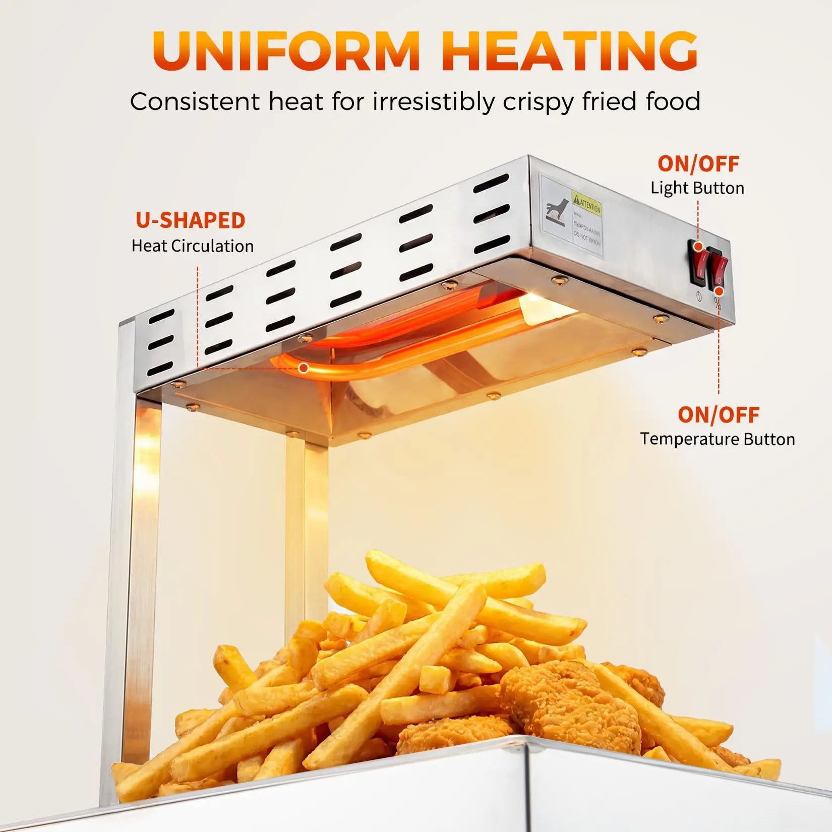 Adoolla Countertop Infrared Food Warmer Lamp Station With Stainless Steel Base by S And B Enterprise