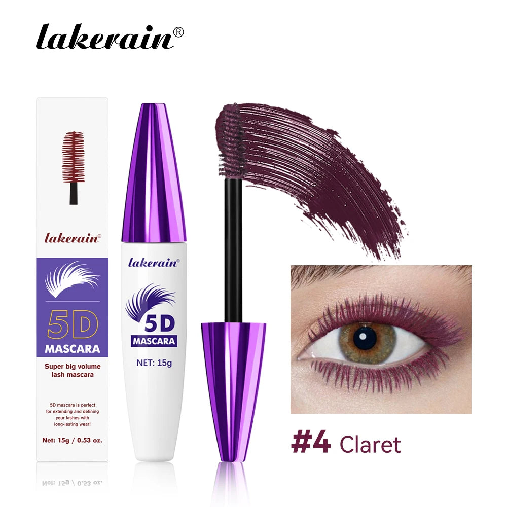Lakerain 5D Mascara Eyelashes Waterproof Nourishing Smudge-Proof Lengthening Long-Lasting Intense Black Mascara Eye Makeup by S And B Enterprise