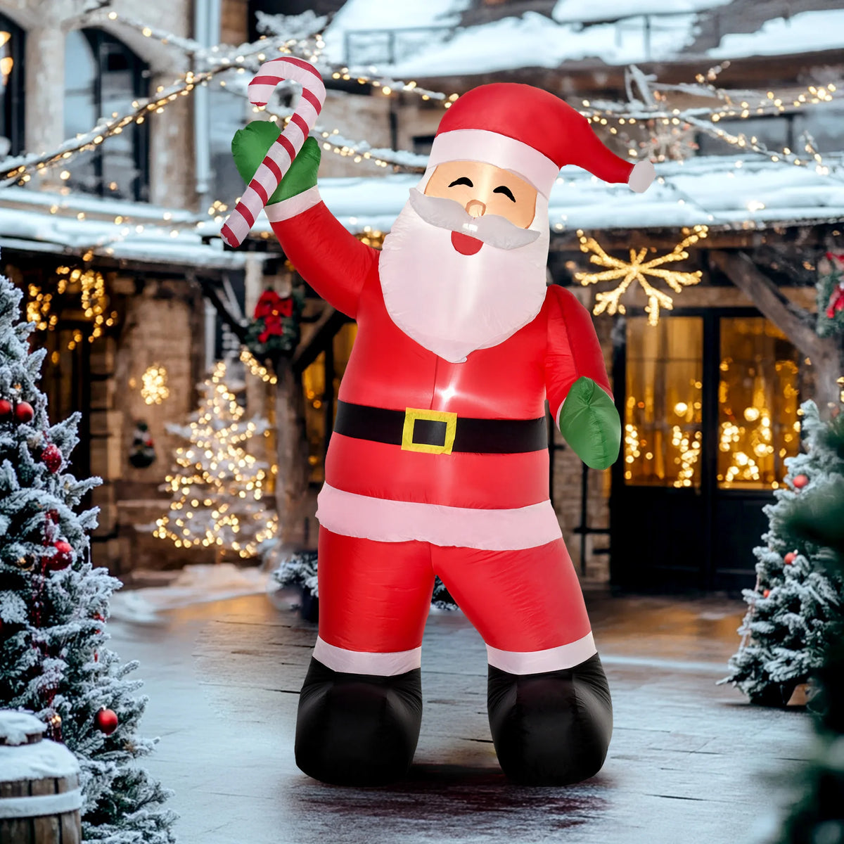 8 ft inflatable Santa Claus with candy cane decor, outdoor LED Christmas decoration by S And B Enterprise