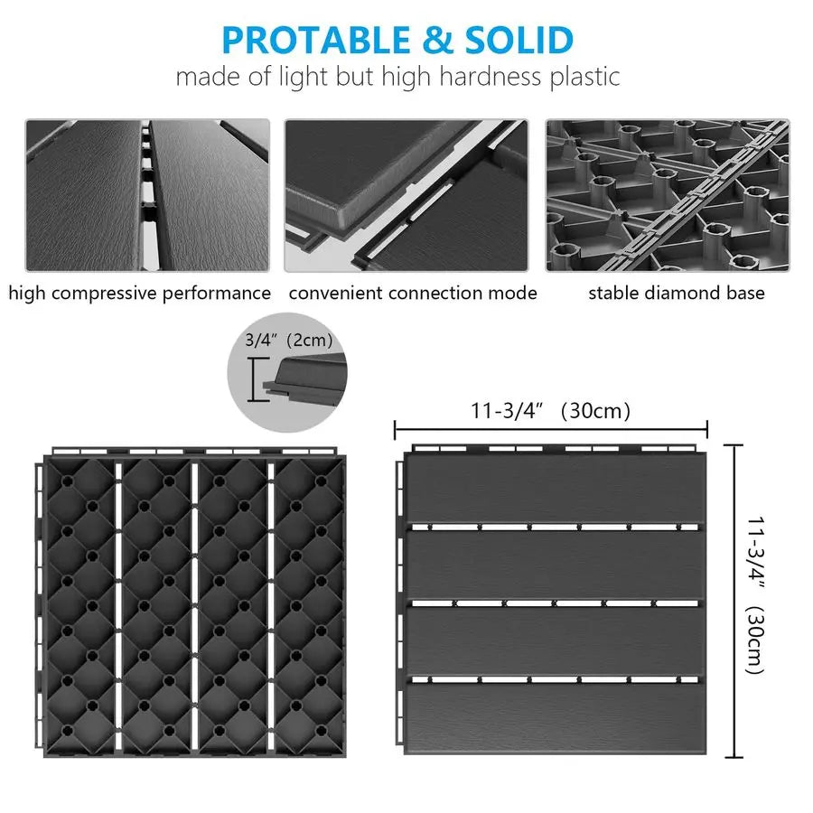 Interlocking Plastic Deck Tiles Patio Waterproof Outdoor Flooring