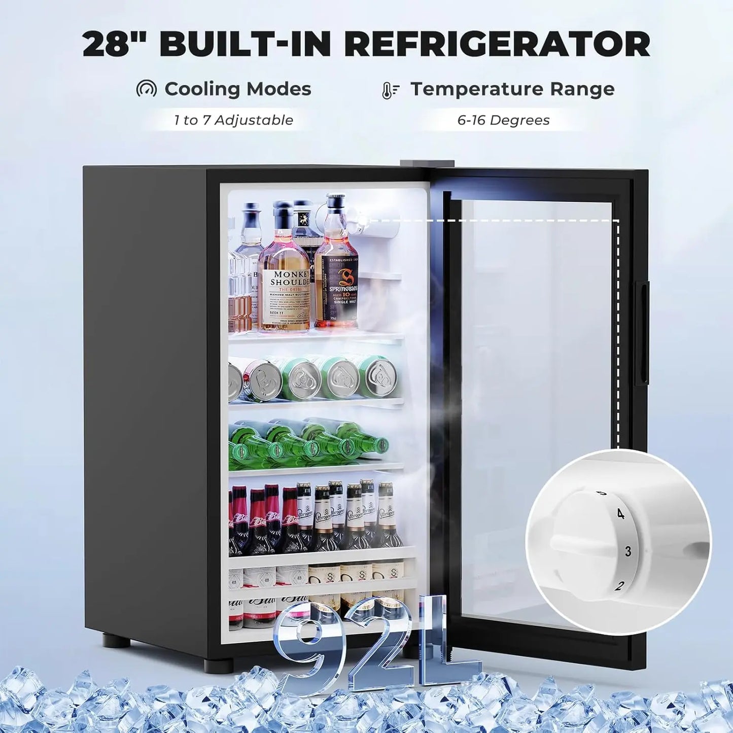Mini Fridge Cabinet With Refrigerator, Fluted Coffee Bar