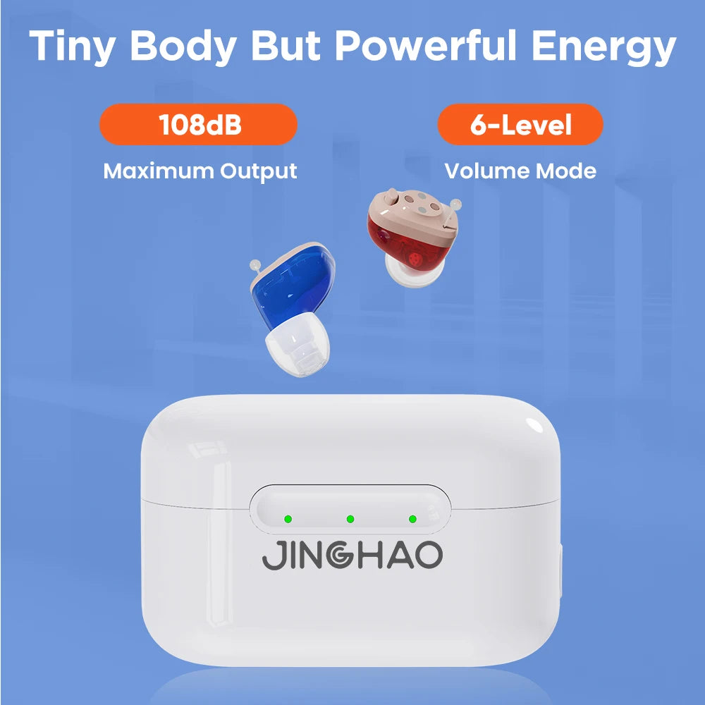 JINGHAO Mini Hearing Aids Digital In Ear Sound Amplifier With Charger Case