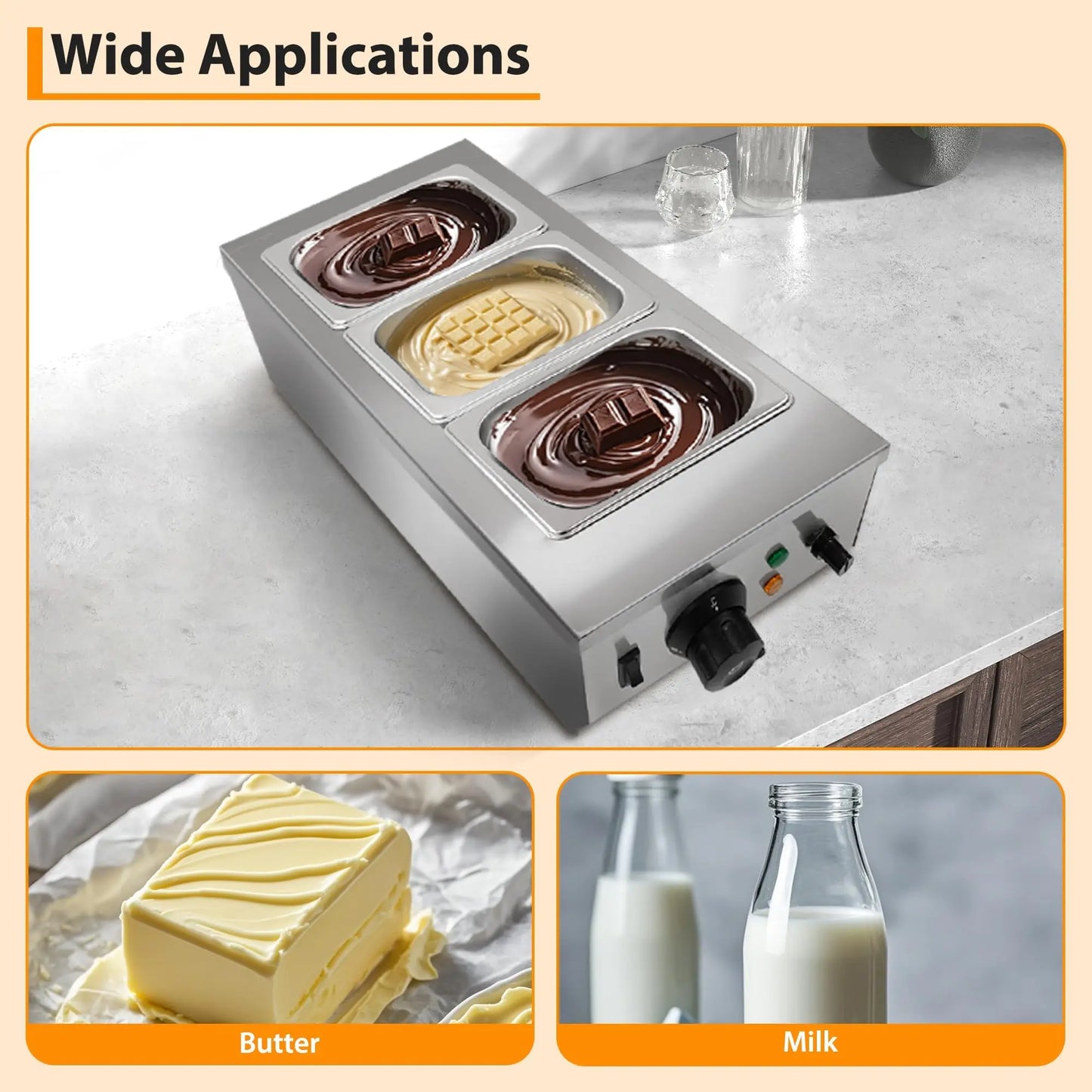 HiMISS Chocolate Melting Pot Tempering Machine With Temperature Control Lid