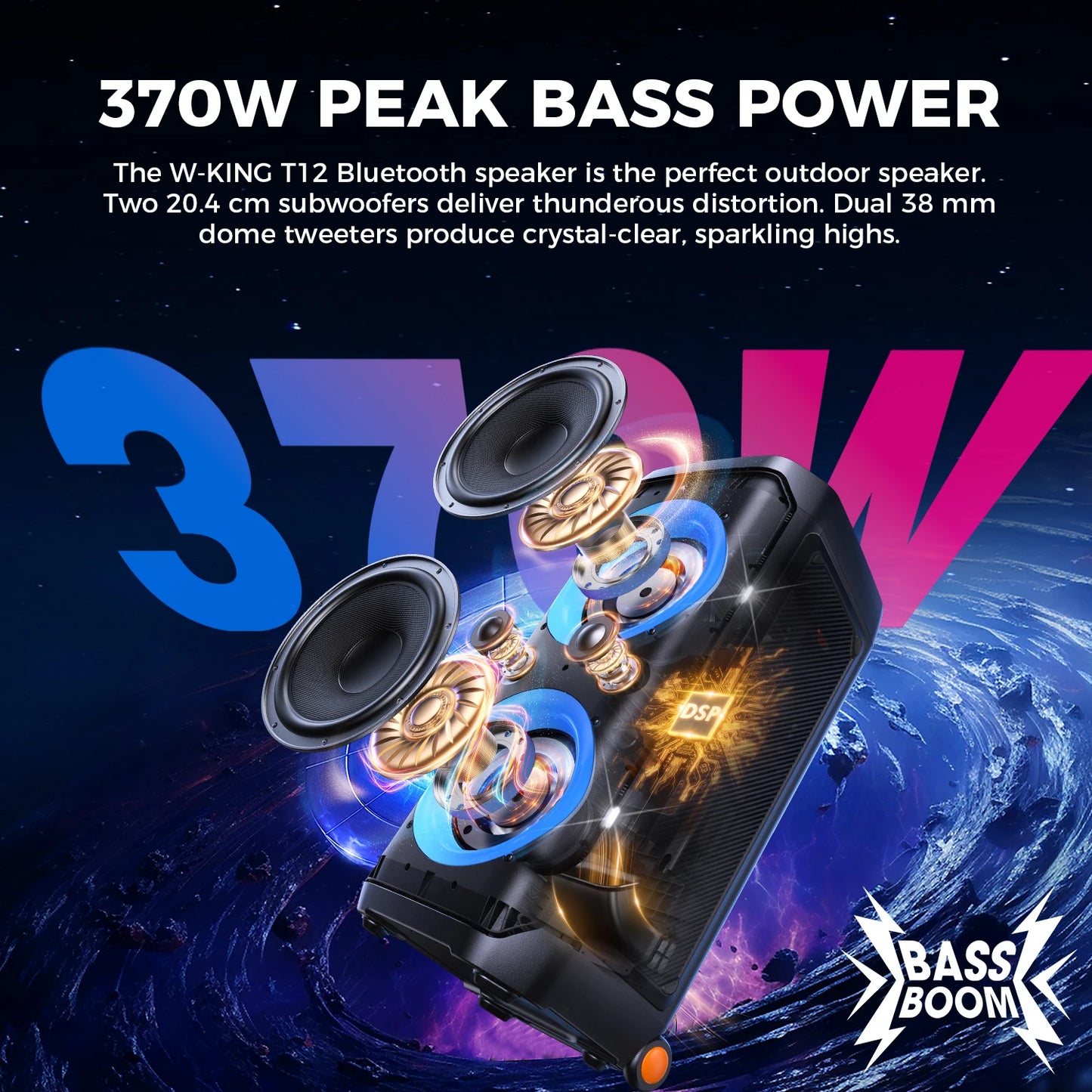 W-King T12 Portable Bluetooth Speaker Pro Sound with Light Show