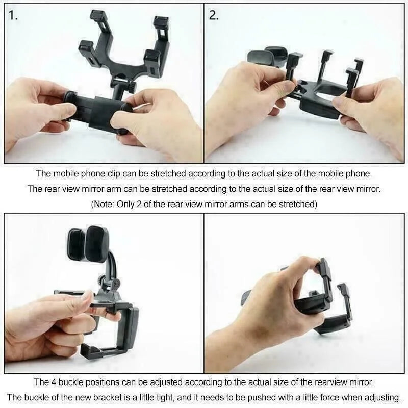 Universal 360 Degree Rearview Mirror Smartphone Car Mount Holder