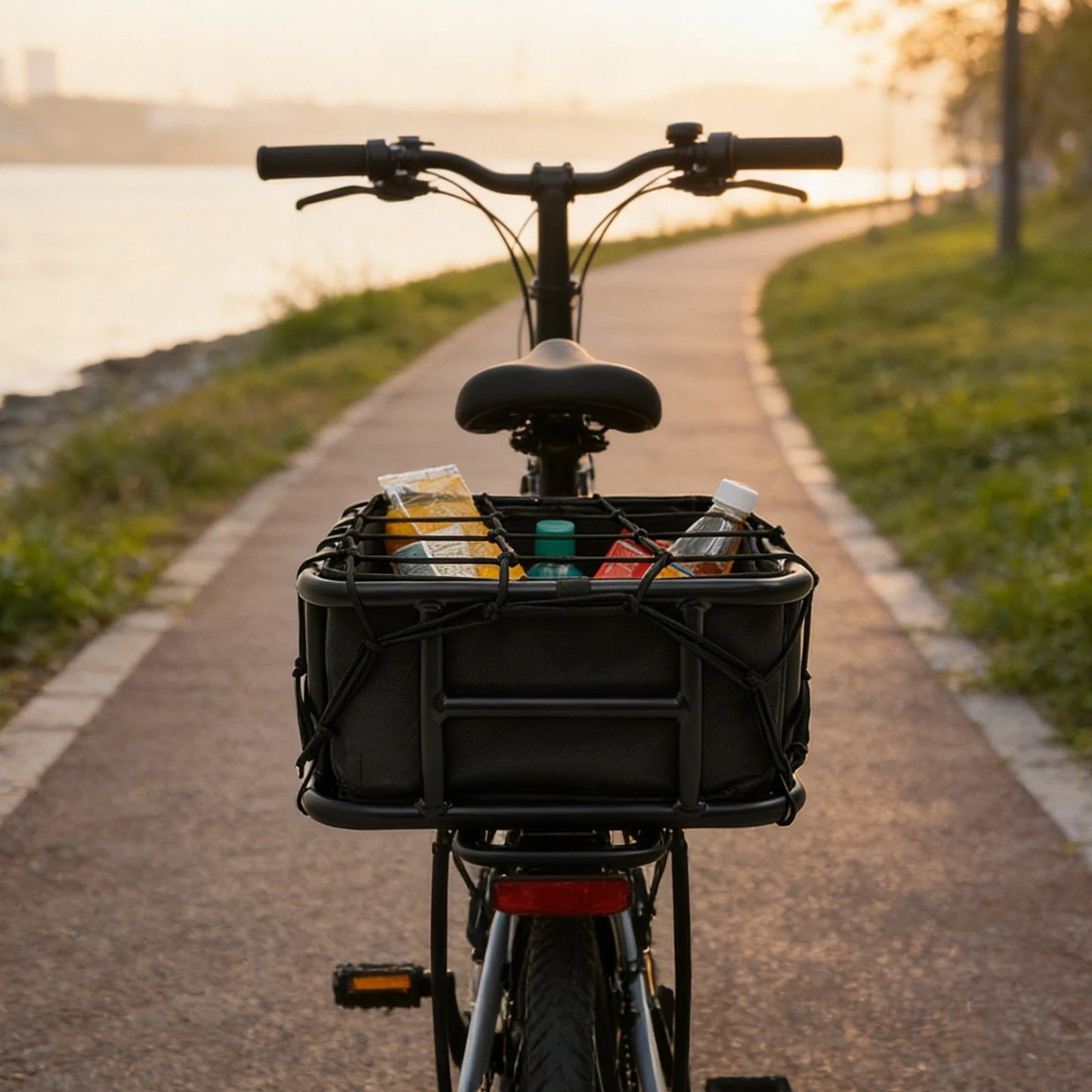 42x32x15cm/32.5x28.5x15cm Bicycle Basket Rear Bike Basket with Luggage Net and Basket Inner Liner 27kg/60 lbs Load-bearing Capacity by S And B Enterprise