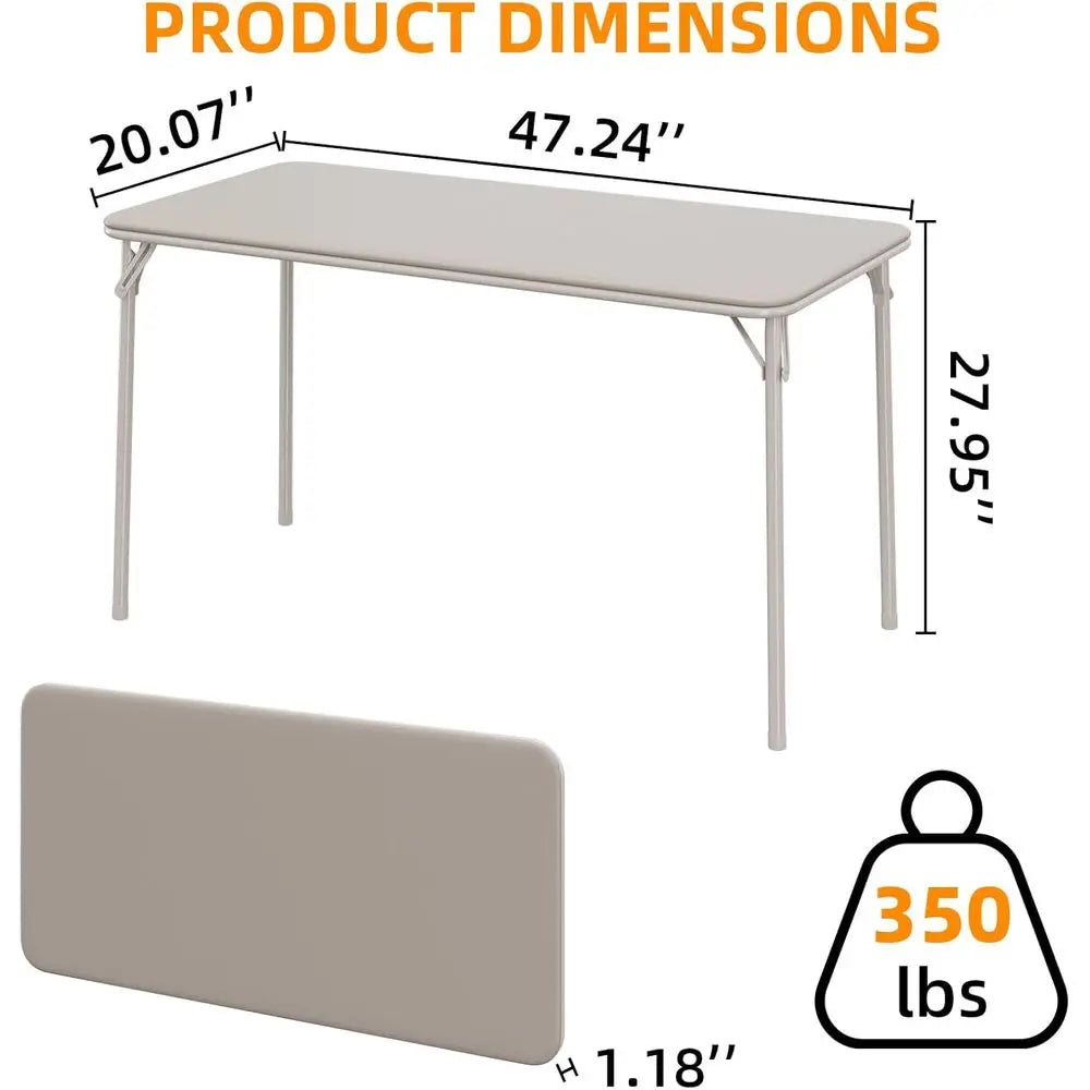 Card table by S And B Enterprise, beige folding table with anti-slip mat, scratch- and stain-resistant, indoor/outdoor use