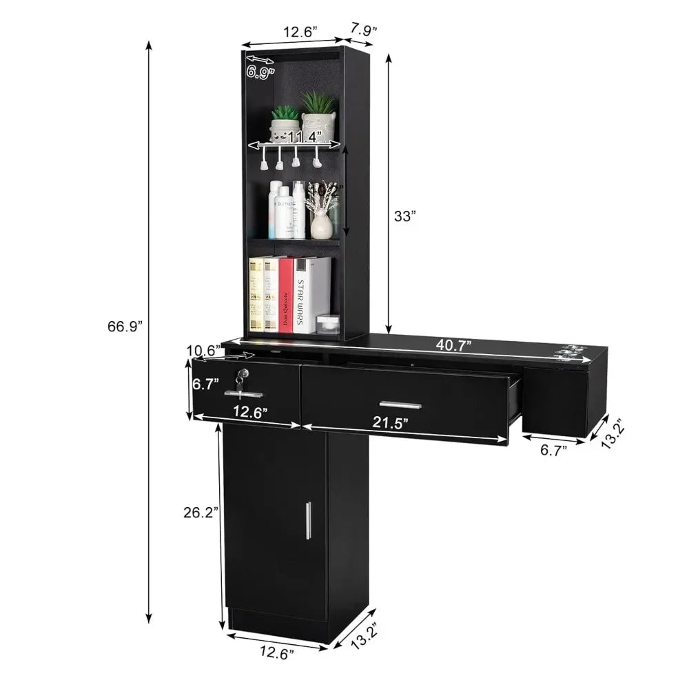 Wall Mount Barber Station With Storage Cabinet For Salons by S And B Enterprise