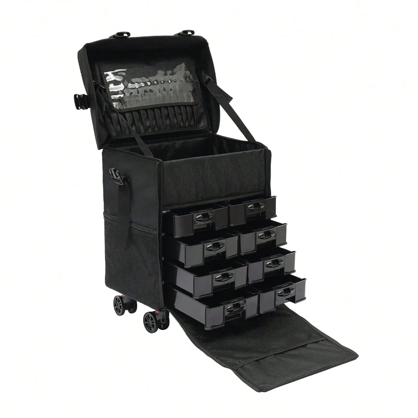 Rolling Makeup Case 8 Removable Drawers And 360 Degree Wheels