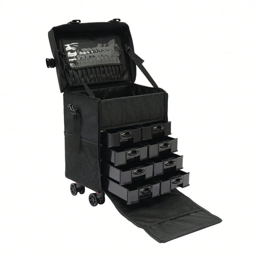 Rolling Makeup Case 8 Removable Drawers And 360 Degree Wheels