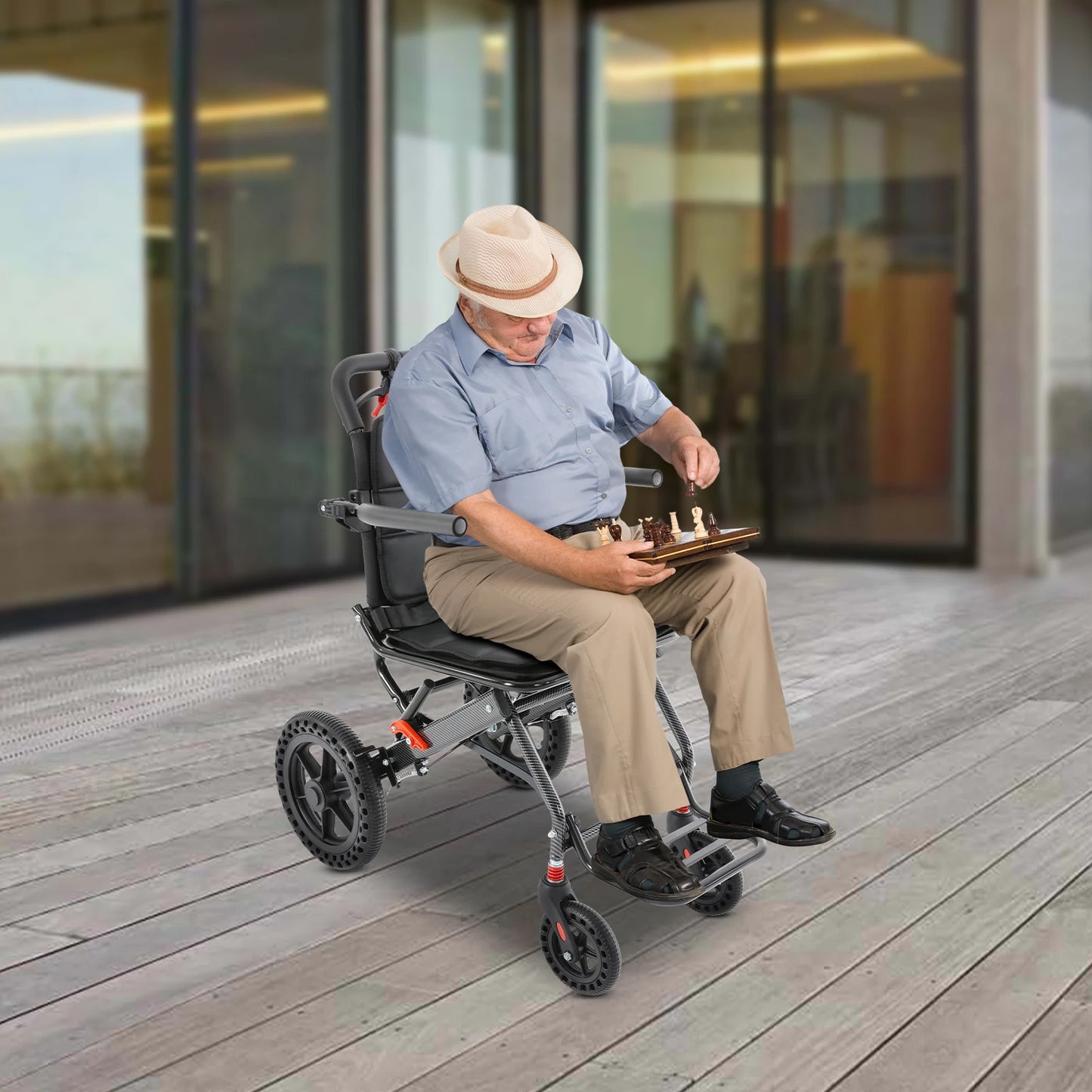 Honeycomb Tires Foldable Transport Wheelchair Portable Traveling Wheelchair Transit Wheelchairs with Storage Bag for Homes by S And B Enterprise