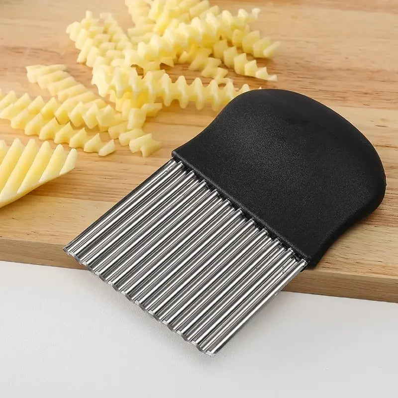 Crinkle Cutter,Upgraded Stainless Steel Crinkle Knife, Safety Kitchen French Fry Chip Cutter by S And B Enterprise