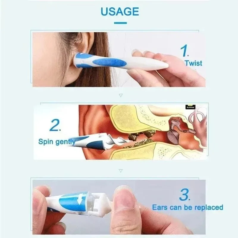 Ear Wax Remover Tool Ear Cleaner with Soft Silicone 16 Replacement Tips Simply To Grab Extract Earwax by S And B Enterprise