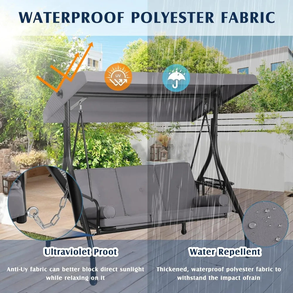 Grepatio Outdoor Porch Swing with Canopy and Stand