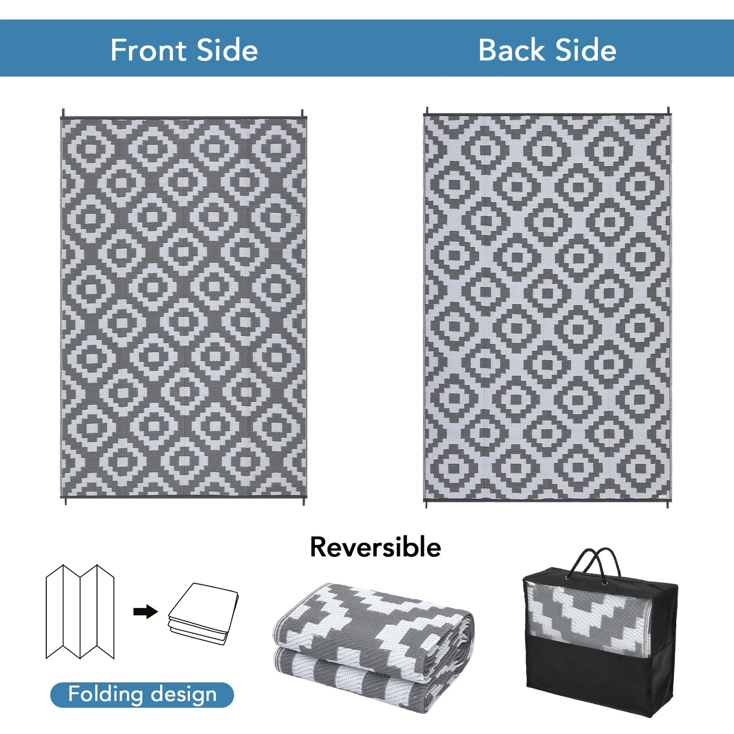 StudysetCN Outdoor Geometric Plastic Straw Rug Waterproof Patio Mat