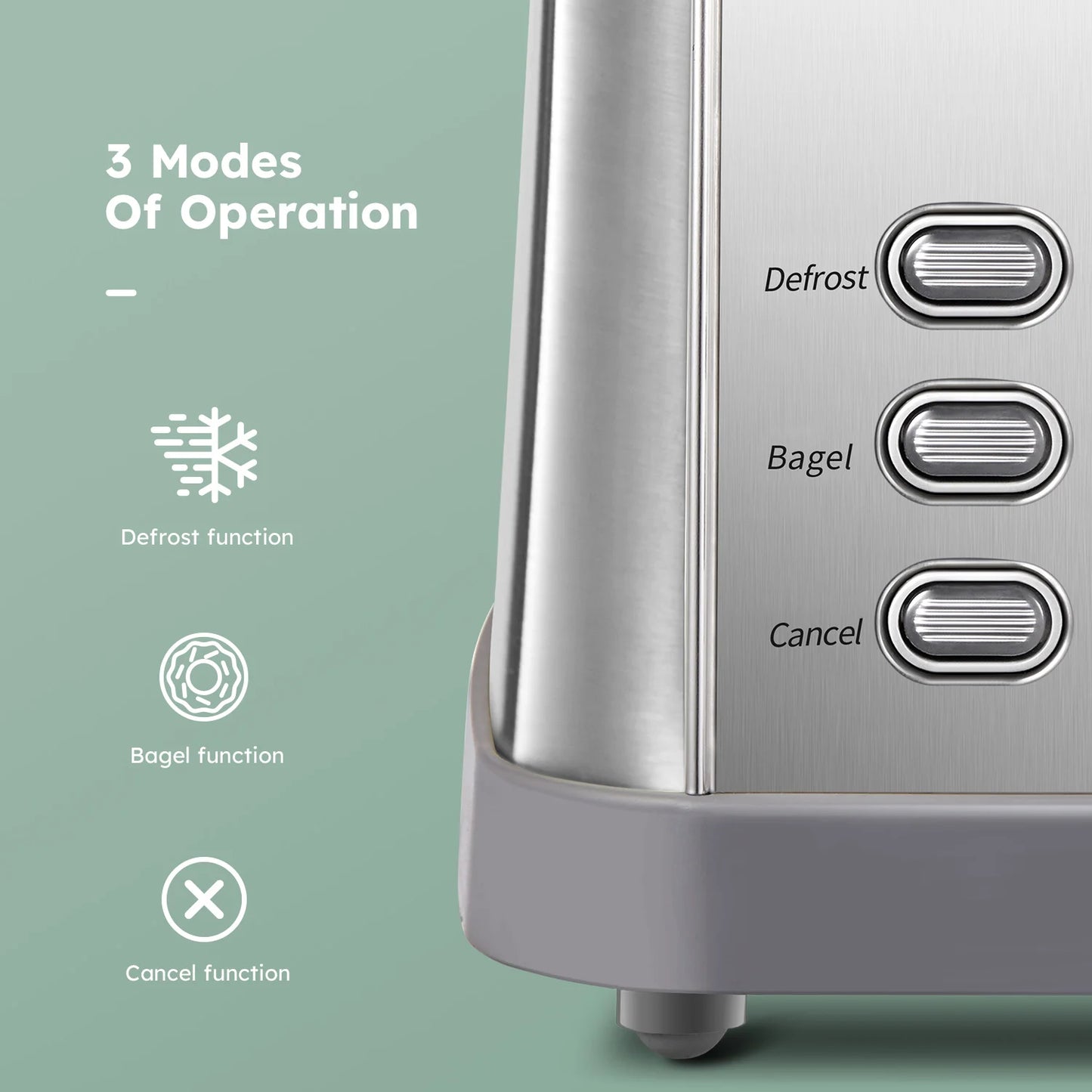 4-Slice Stainless Steel Toaster With Wide Slots Removable Crumb Tray by S And B Enterprise