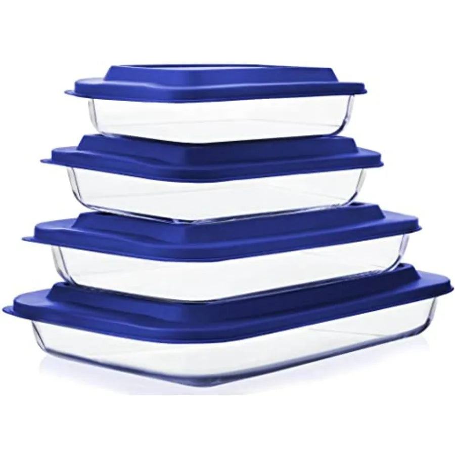 Deep Glass Baking Dish Set With Lids For Lasagna Rectangular Bakeware by S And B Enterprise