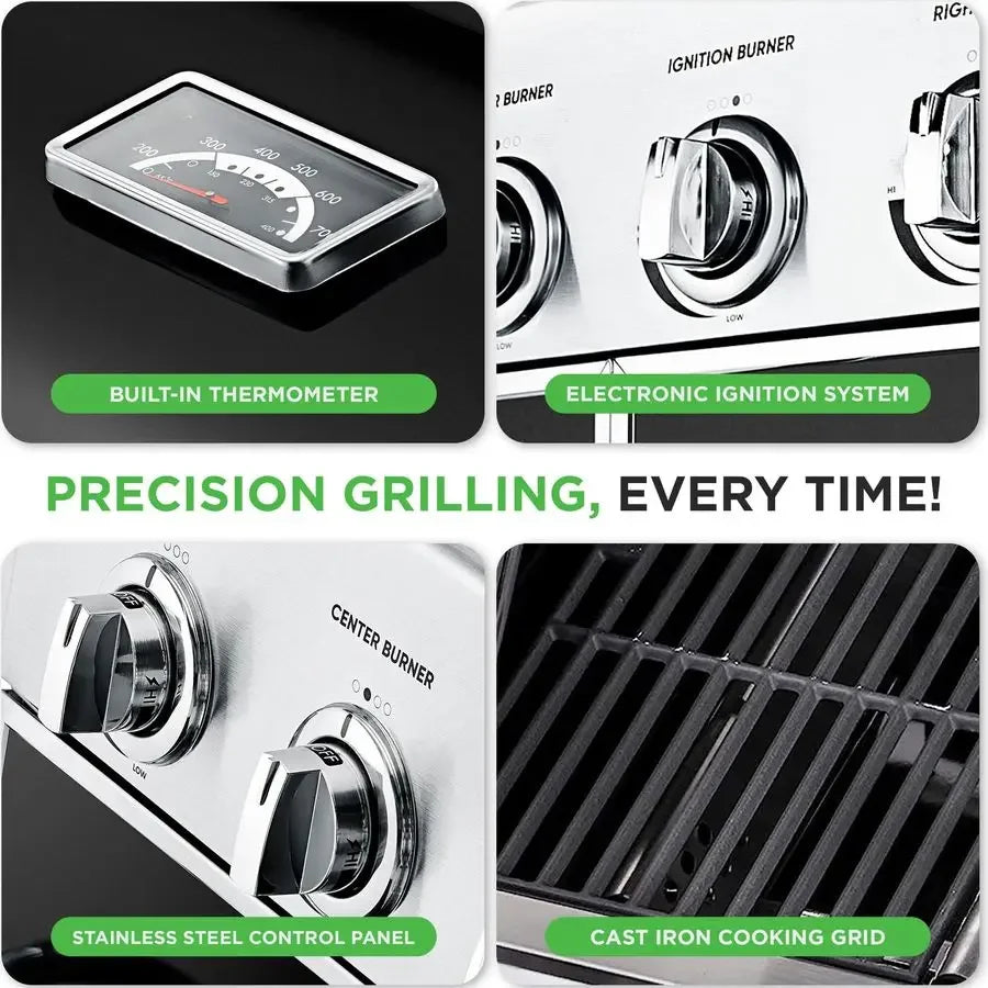 XMSJ HeavyDuty 5 Burner Propane Gas Grill With Electronic Ignition by S And B Enterprise
