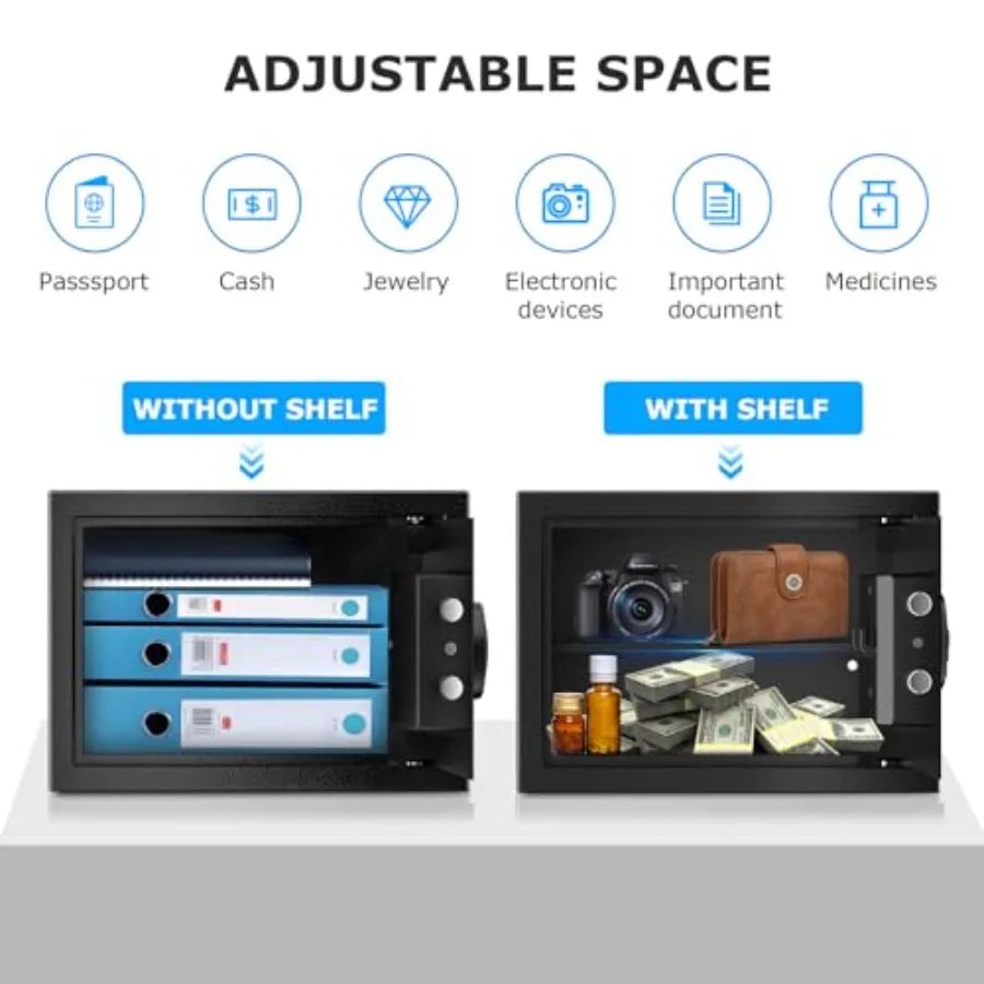 Electronic Keypad Safe Box With Removable Shelf For Valuables