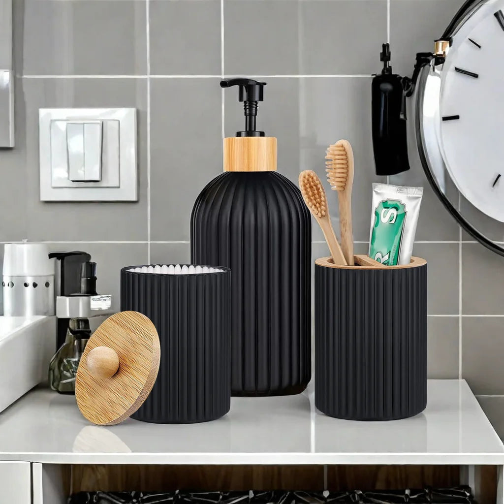 Bathroom Countertop Hand Soap Dispenser And Cotton Ball Organizer