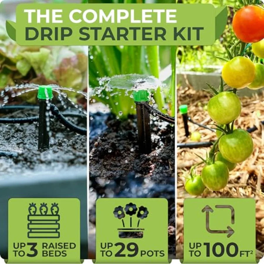 Drip Irrigation System Kit Premium Garden Watering With Adjustable Emitters