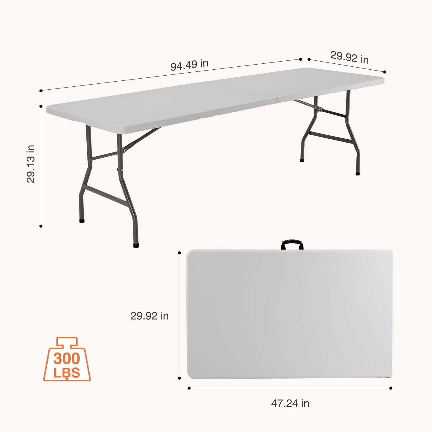 JHK Plastic Portable Folding Table With Carrying Handle Safety Lock