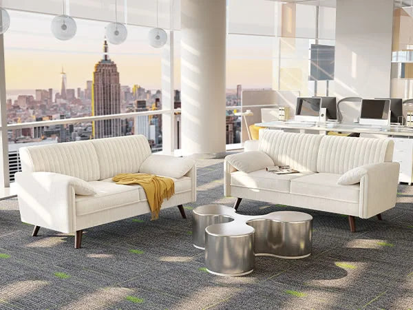 Chenille Loveseat Sofa For Small Spaces Deep Seat Comfort