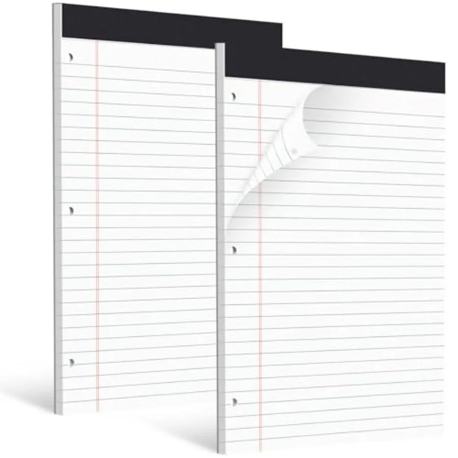 HAUTOCO 2 Pack 8.5 x 11 Legal Pads White Wide Ruled Notepads Perforated Writing Pads, 30 Sheets Per Notepad, 3-Hole Punched Pap by S And B Enterprise