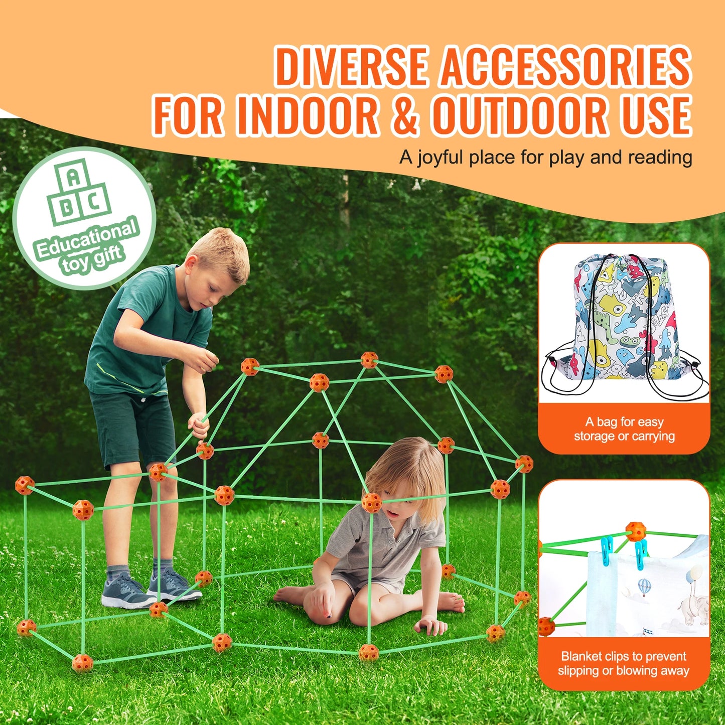 SucceBuy Fort Building Kit For Kids Indoor Castle STEM Craft