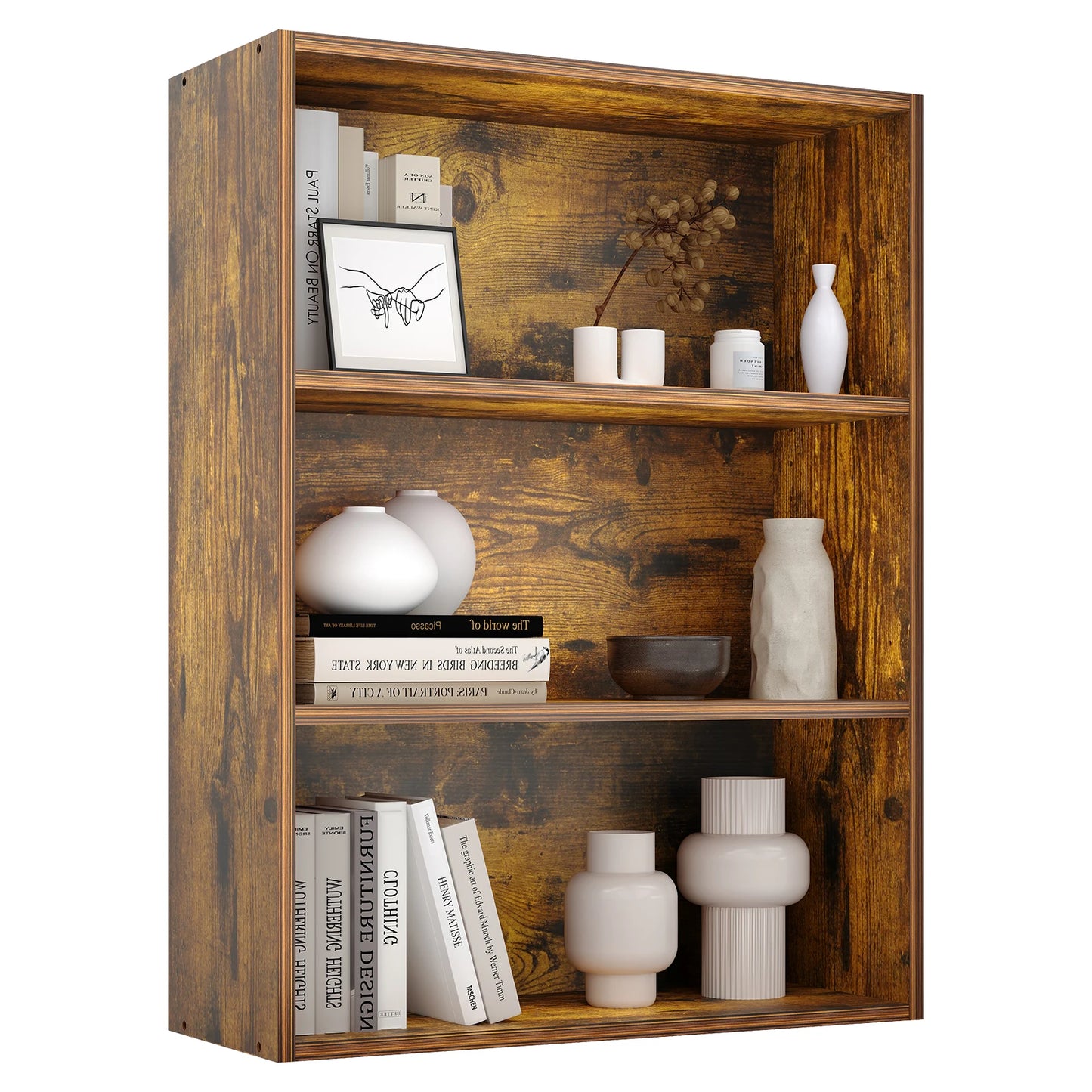 JHK Four Tier Wooden Floor Standing Open Bookshelf For Living Room Home Office by S And B Enterprise