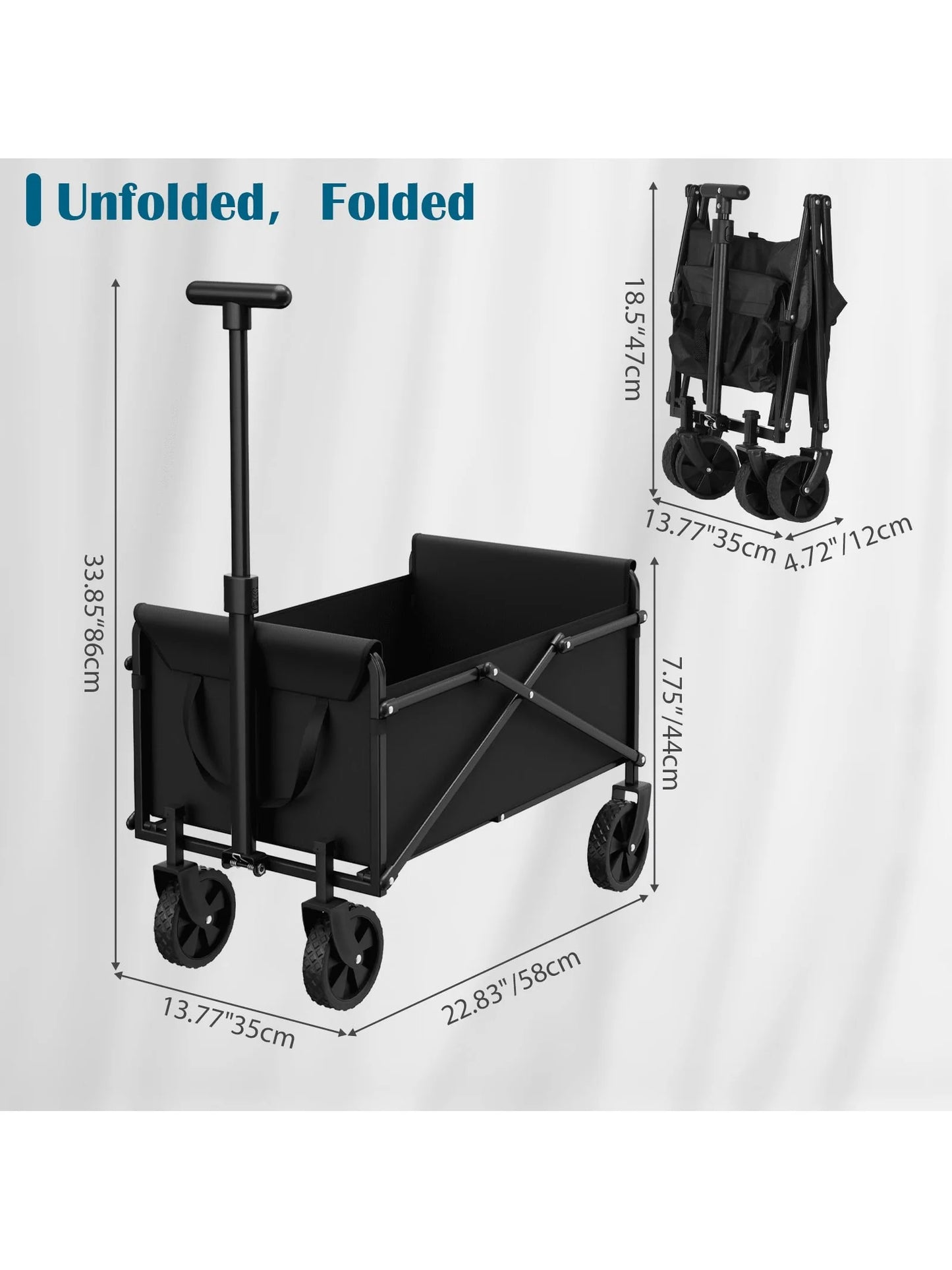 All Terrain Folding Wagon Heavy Duty Collapsible Cart with Large Wheels for Beach Sand Camping Garden by S And B Enterprise