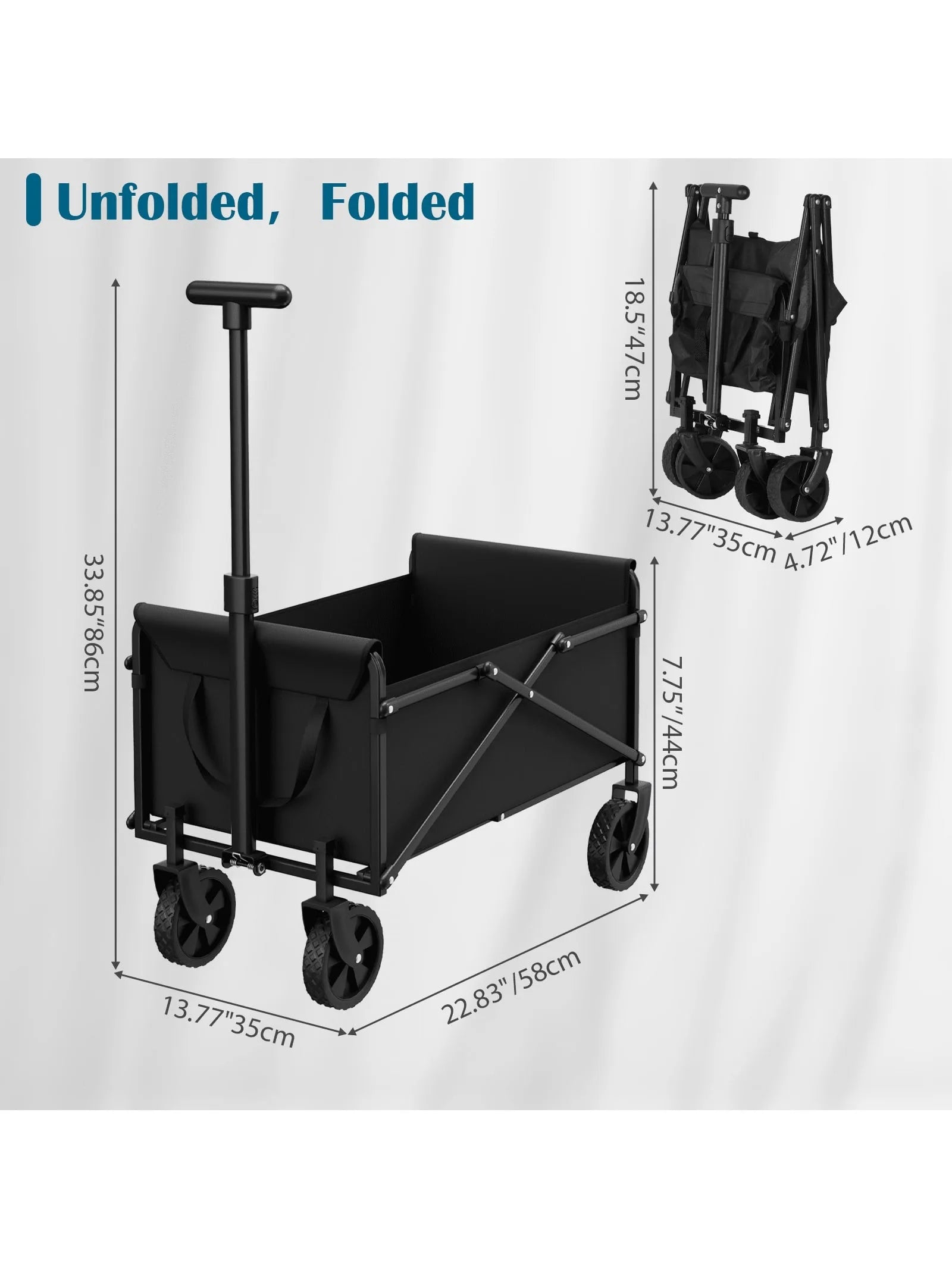 All Terrain Folding Wagon Heavy Duty Collapsible Cart with Large Wheels for Beach Sand Camping Garden by S And B Enterprise