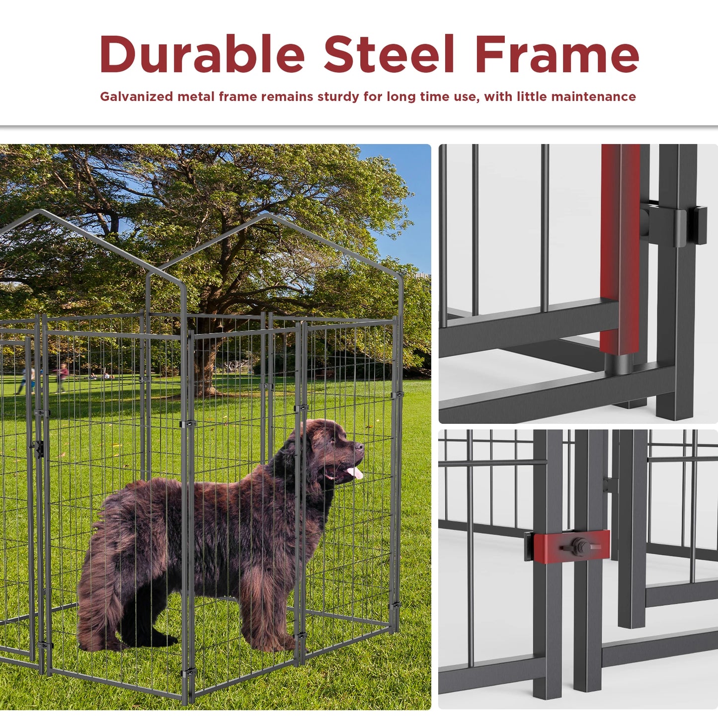Oversized Large Dog Kennel Outdoor with Anti-UV Waterproof Cover Dog Playpen House Fence Pet Crate Metal Welded Wire by S And B Enterprise