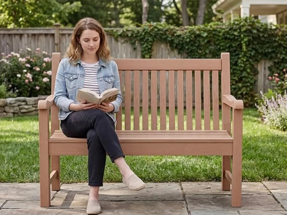 Outdoor 2-Person Bench Weatherproof Poly Lumber Seating