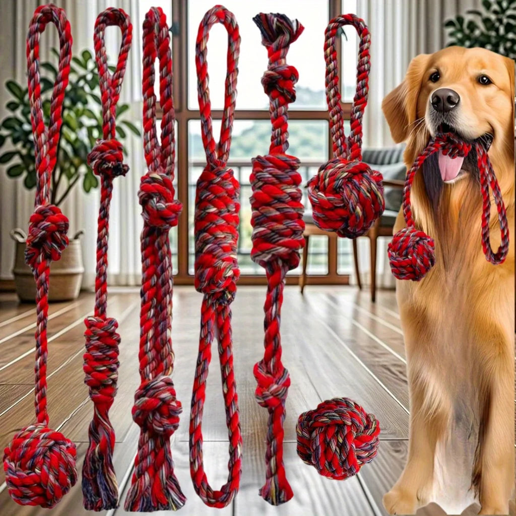 7-Piece Heavy-Duty Dog Rope Toy Set with Braided Knots – Extra-Long Tug Toys for Aggressive Chewers, Large Dogs, and Teething Puppies; Ideal for Teeth Cleaning and Interactive Training – Durable Toys Perfect for Heavy Che by S And B Enterprise