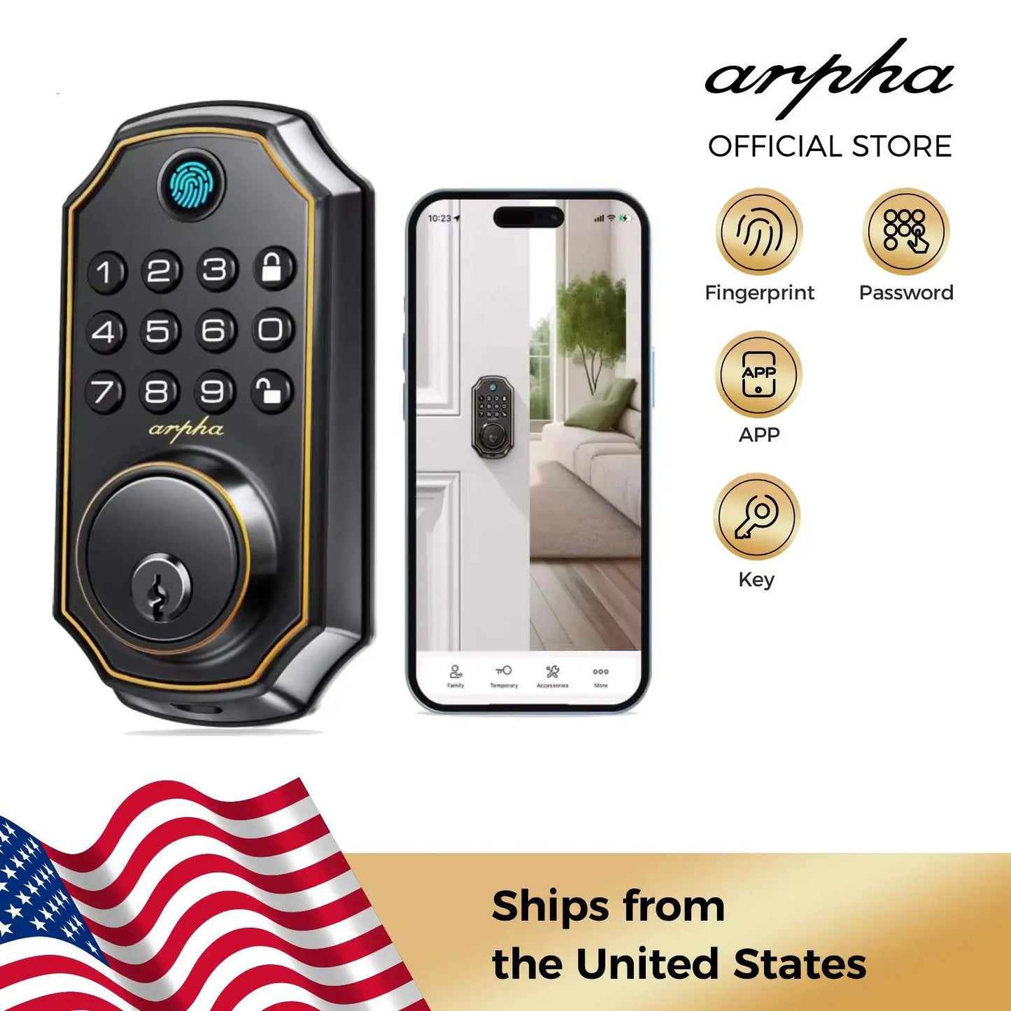 Arpha D280 Smart Keyless Entry Deadbolt With Fingerprint And Keypad
