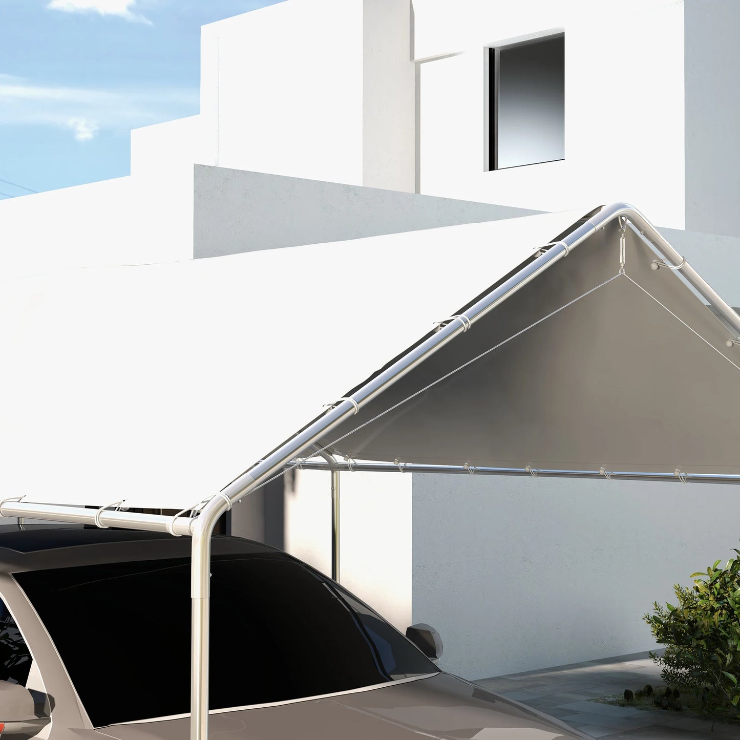 Carport canopy replacement cover 10x20 for 84C-159 series, white with ball bungee cords by S And B Enterprise