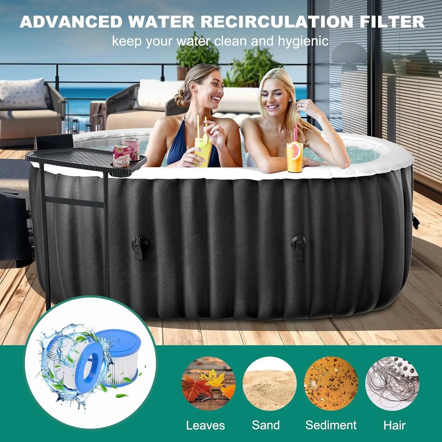 Inflatable Hot Tub With 100 Bubble Jets Portable Spa