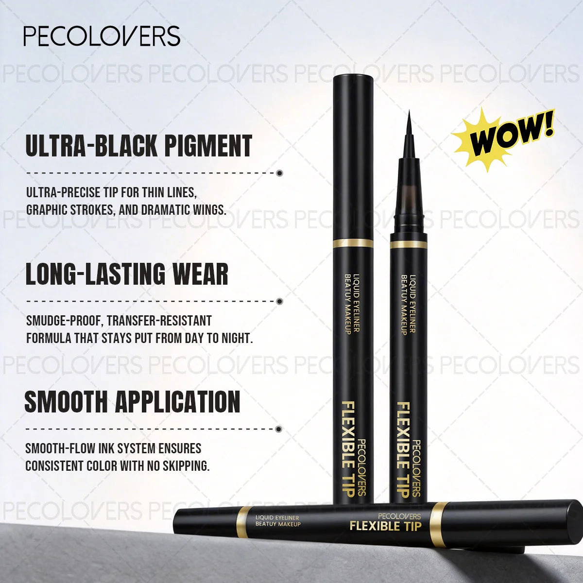 10PCS Ultra-Black Liquid Eyeliner Kit; 3 S And B Enterprise pens with ultra-precise, flexible tips for long wear