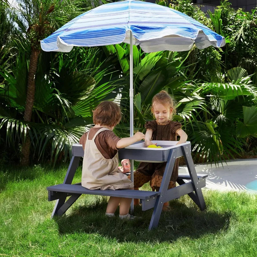 XIUWO 3in1 Kids Picnic Table With Sand Water Sensory by S And B Enterprise