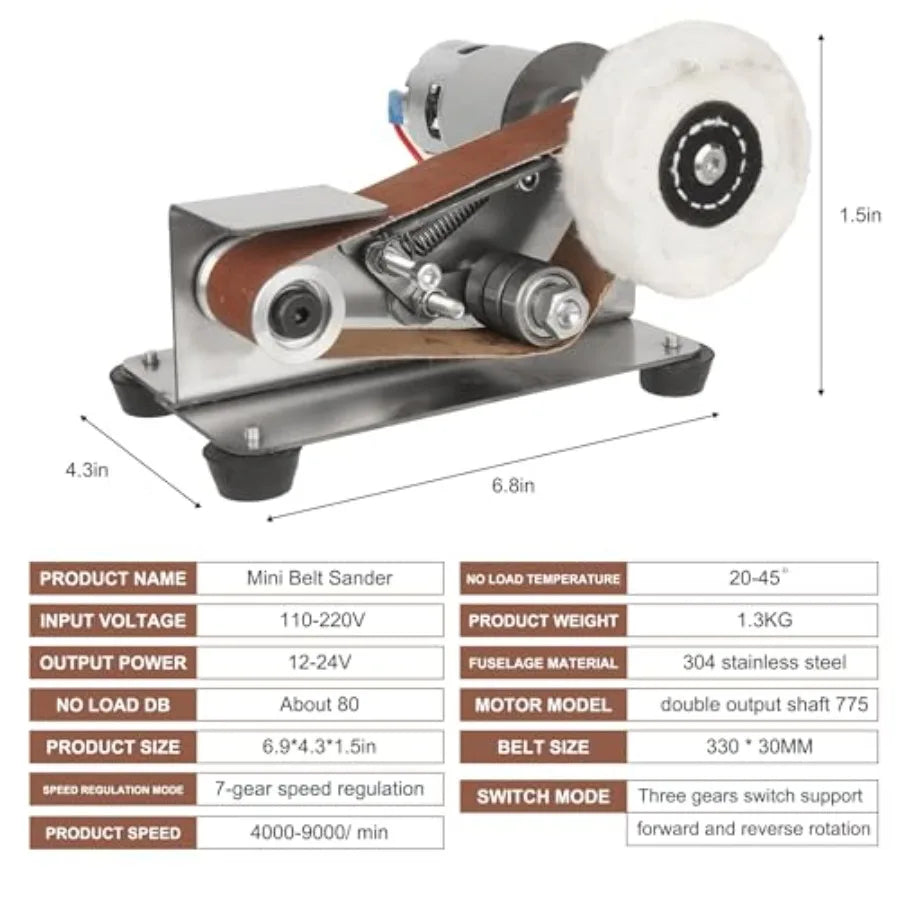Yao Hui Huang Mini Belt Sander Adjustable Speed For Metalwork