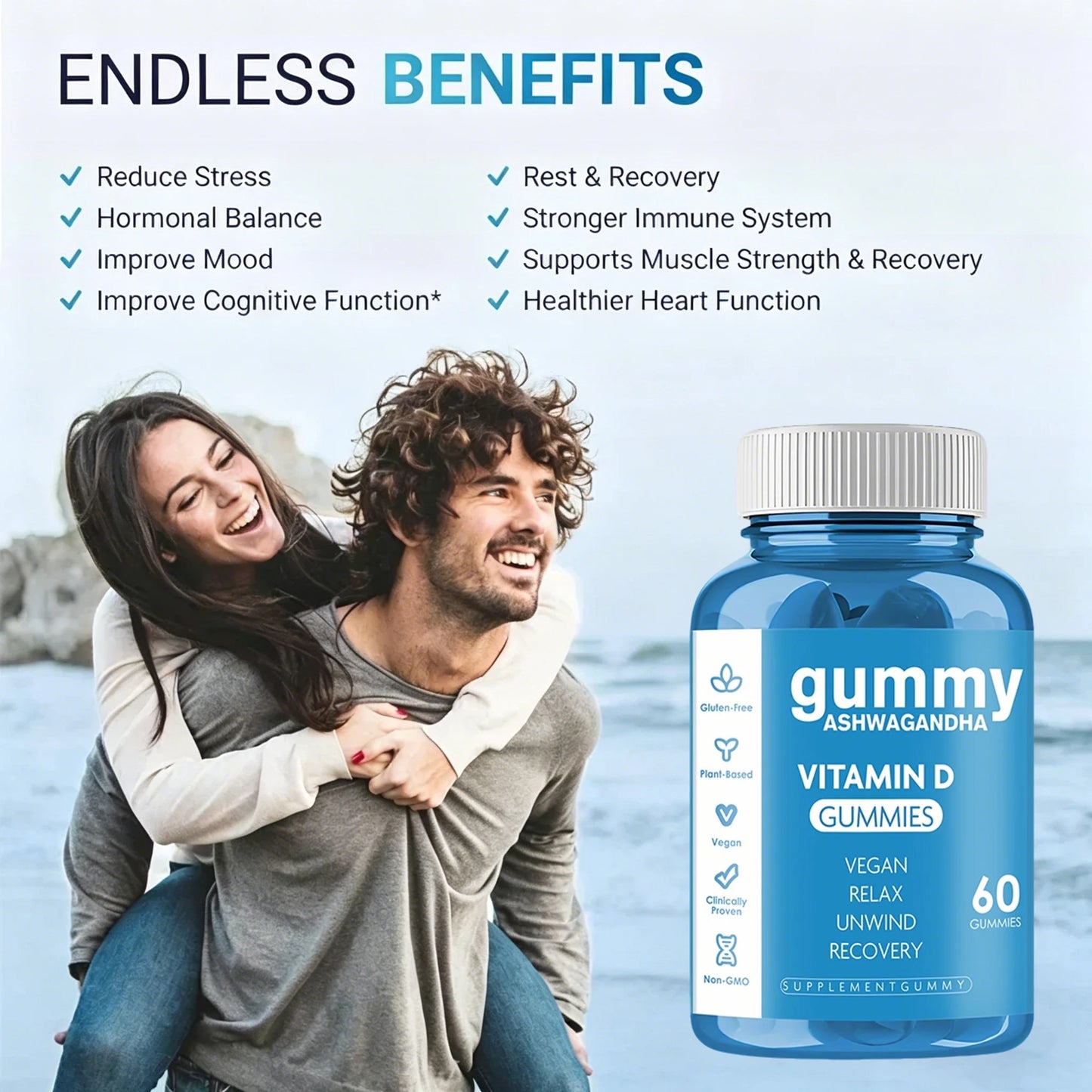 Ashwagandha Vitamin Gummies Stress Relief Sleep Support Concentration