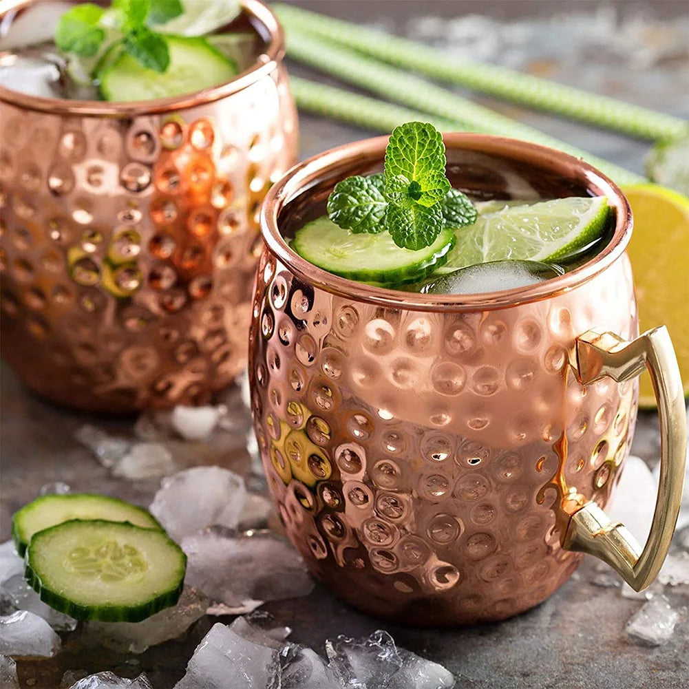 Mug Drum-Type Beer Cup Coffe Water Glass Drinkware Champagne Stainless Steel Plated Goblet Anti-fall Glass Cocktail by S And B Enterprise